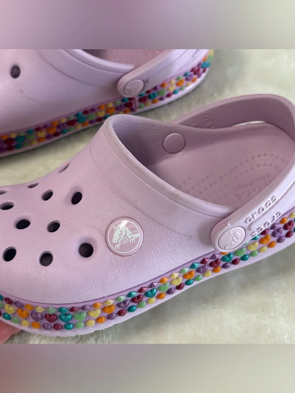 Crocs Girls Pink Crocbands Gem Band Clogs Size C10